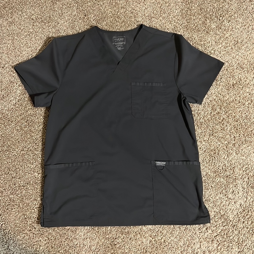 Men’s Cherokee Revolution Workwear Scrub Top (Pewter)